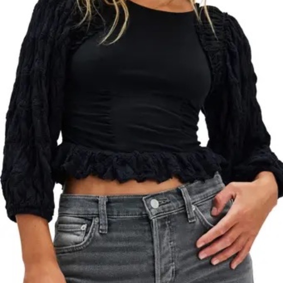 Free People Olivia Contrast Stitch Knit Top Large - Picture 1 of 9